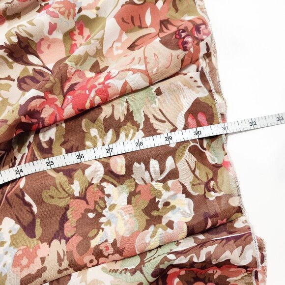 Coldwater Creek Chiffon Godet Midi Skirt Brown Tan Pink Floral Print Women's S - Picture 11 of 11